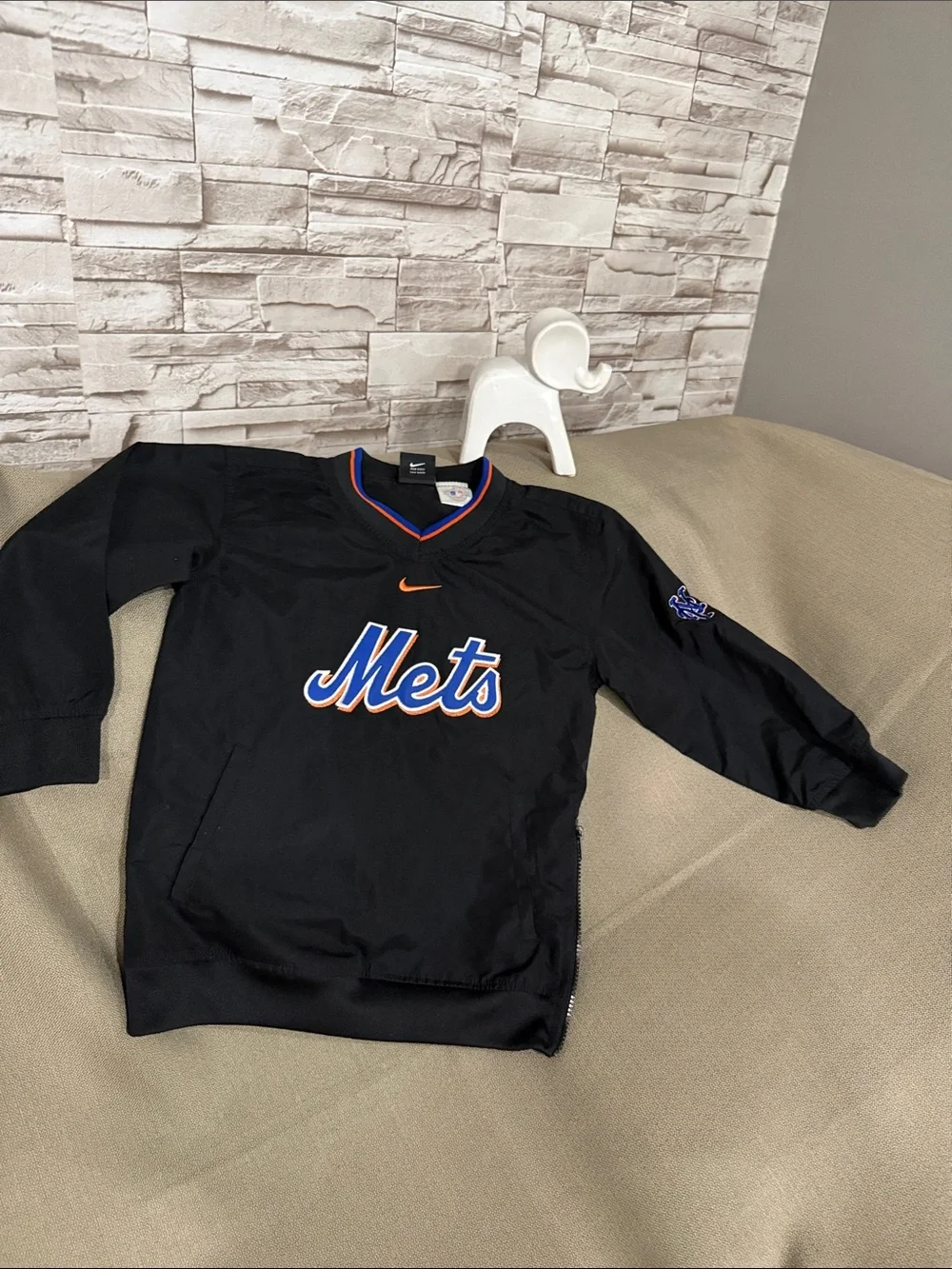 Nike Black Mets Pullover Crewneck with Blue and Orange Logo